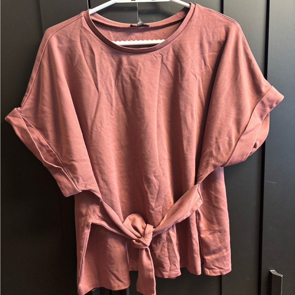 Express Dusty Rose Tie-Front Tee